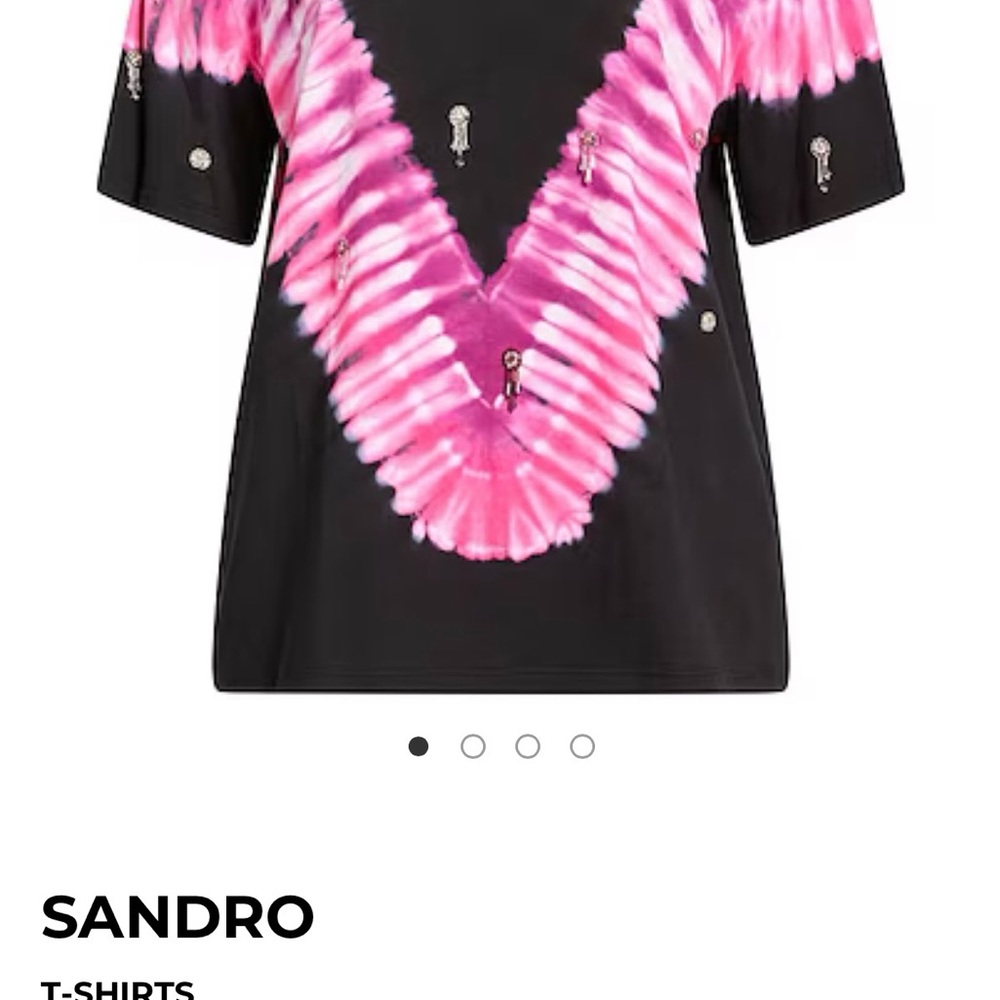 Sandro Black and Pink tie dye embellished “Paradise” Tee
